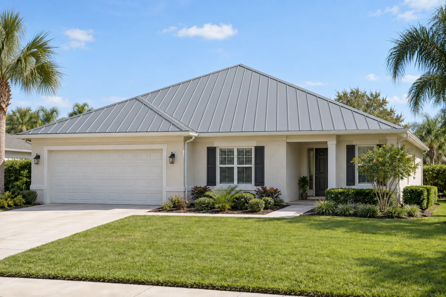 Illustrative Florida home with standing seam roof